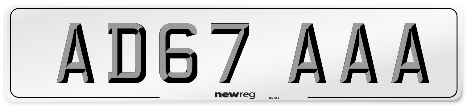 AD67 AAA Number Plate from New Reg
